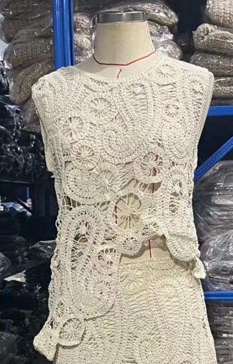 Women's Knitted Two-Piece Set - Top and Skirt
