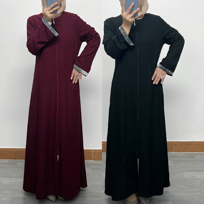 Zippered cardigan robe