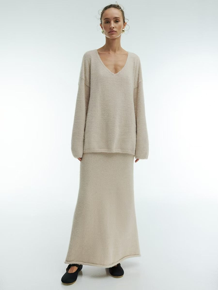 Knitted sweater and skirt set