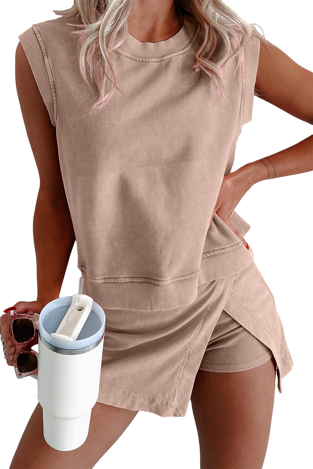 Women's Casual Cotton Backless Top and Skirt
