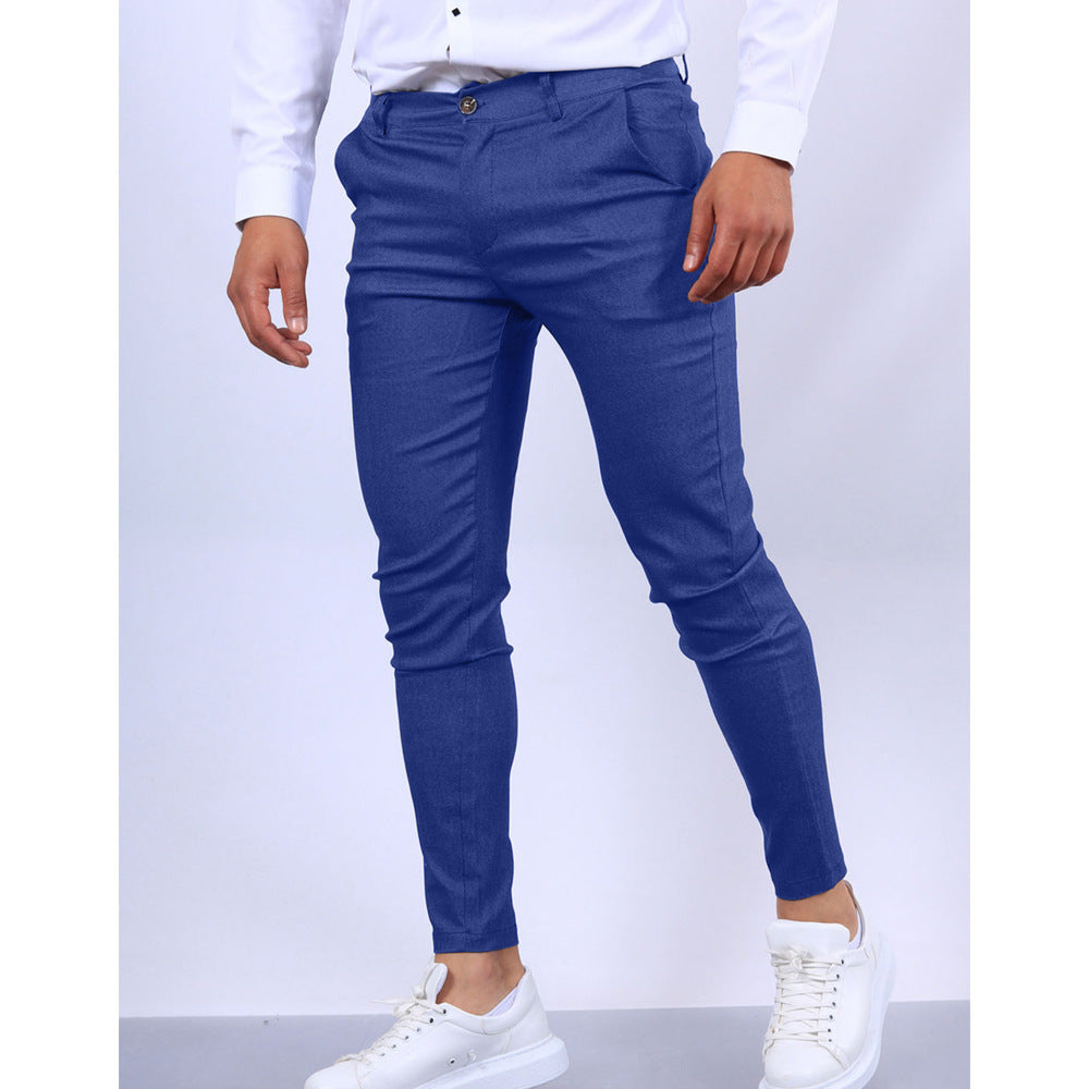Men's Solid Color Texture Casual Trousers