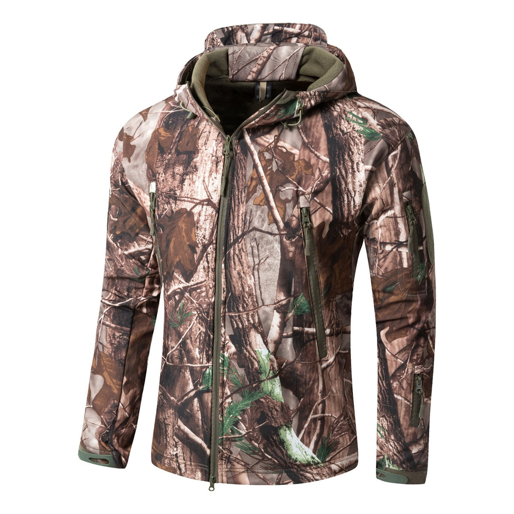 Hooded Camouflage Jacket with Fleece Lining
