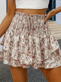 Printed Wide-leg High Waist Casual Shorts