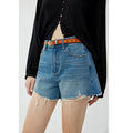 Embroidered High Waist Denim Shorts