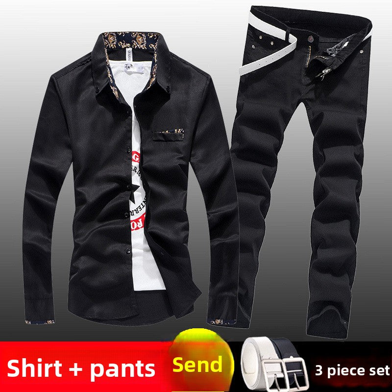 Men's Denim Jeans and Shirt Set