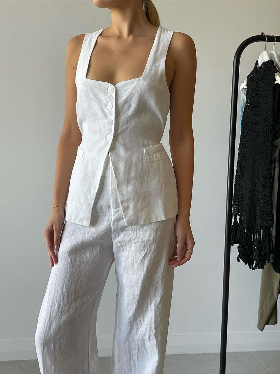 Cotton Sleeveless Vest and Pants Set