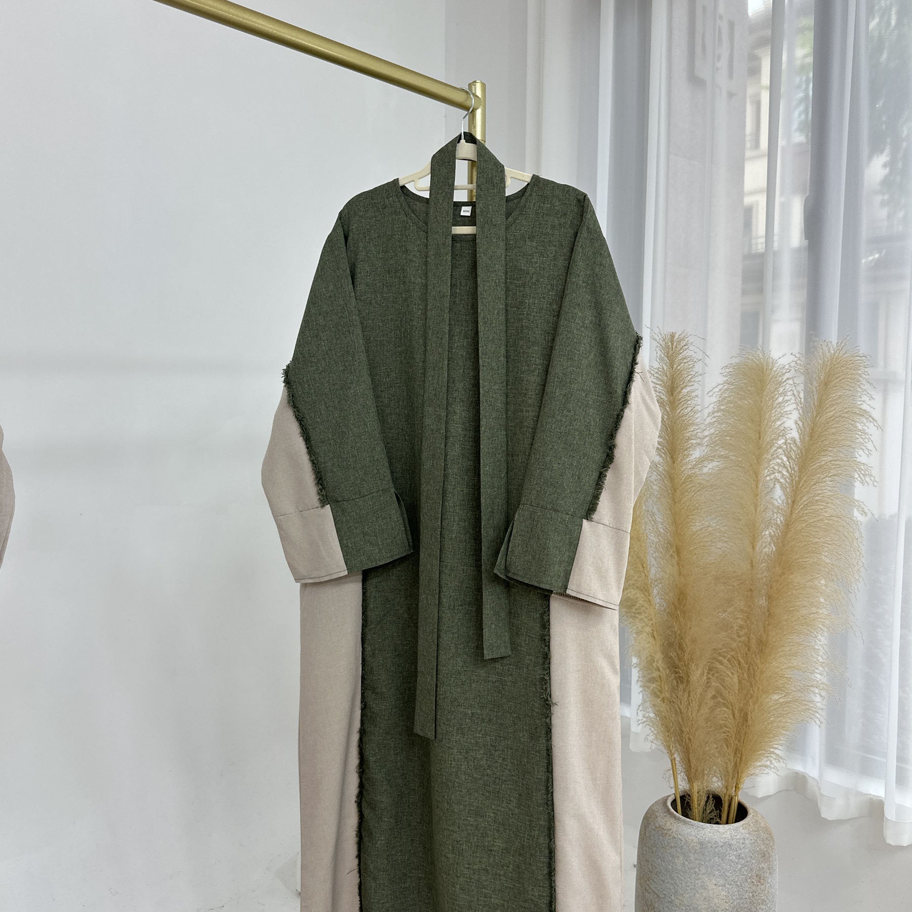 Elegant robe set dress, belt, and cardigan