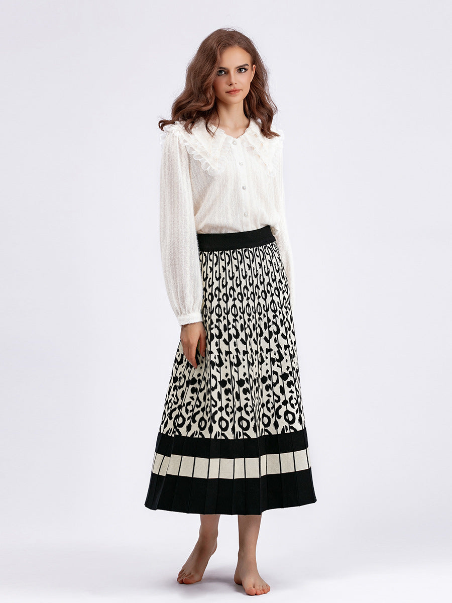 Women's A-Line Pleated Knitted Skirt