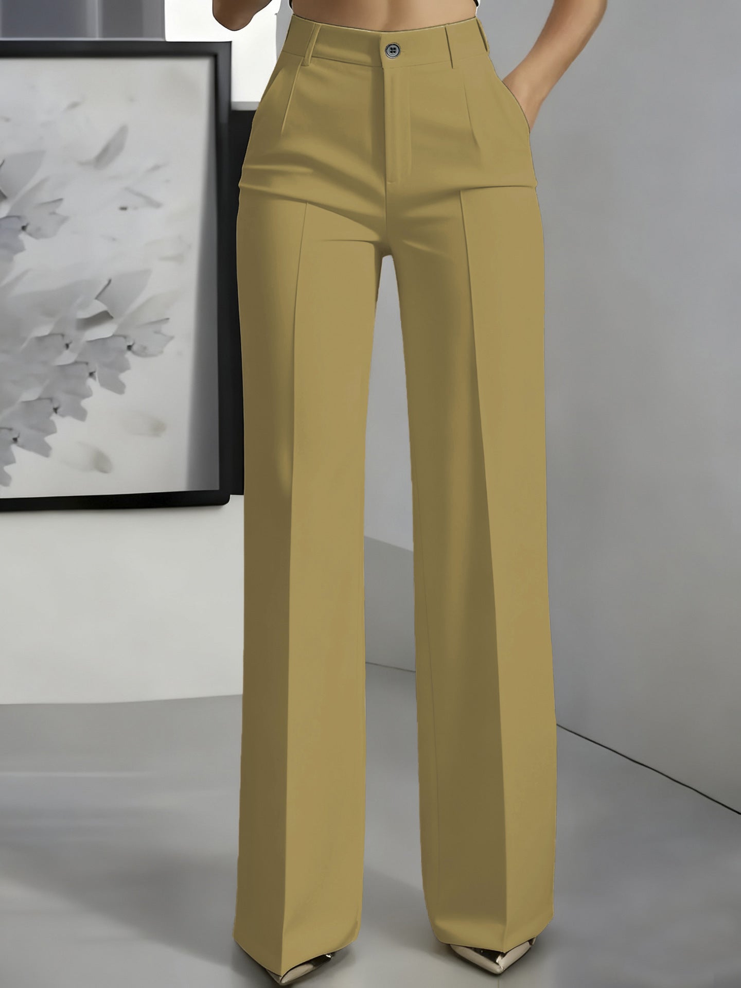 Women's High Waisted Straight Leg Suit Pants