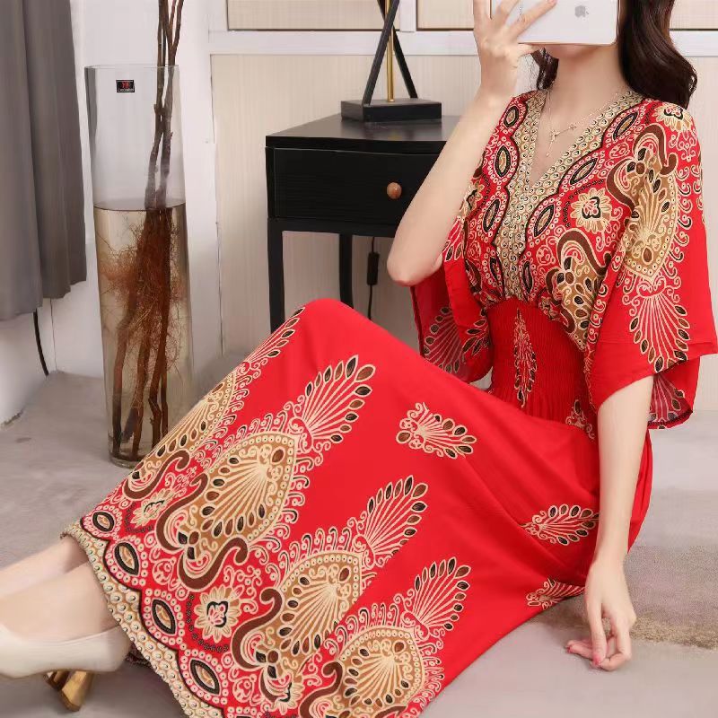 V-neck beach vacation dress