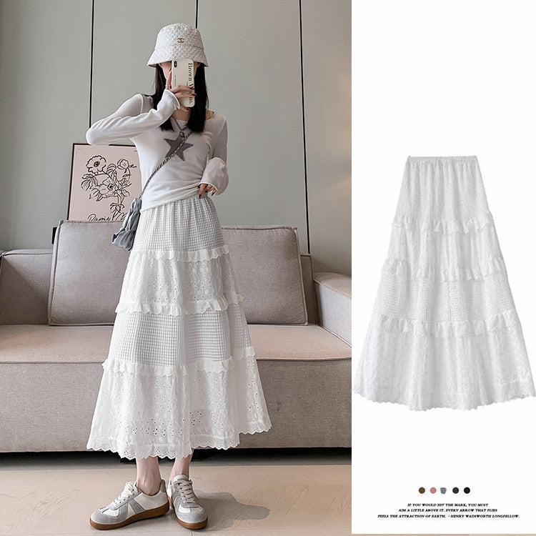 Elegant lace pleated skirt