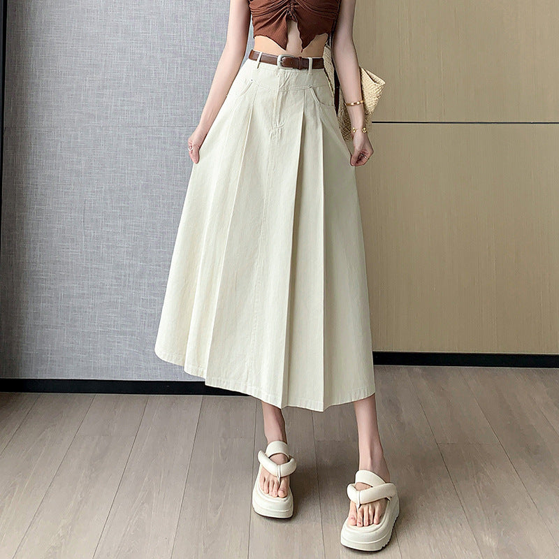 Denim Pleated Skirt