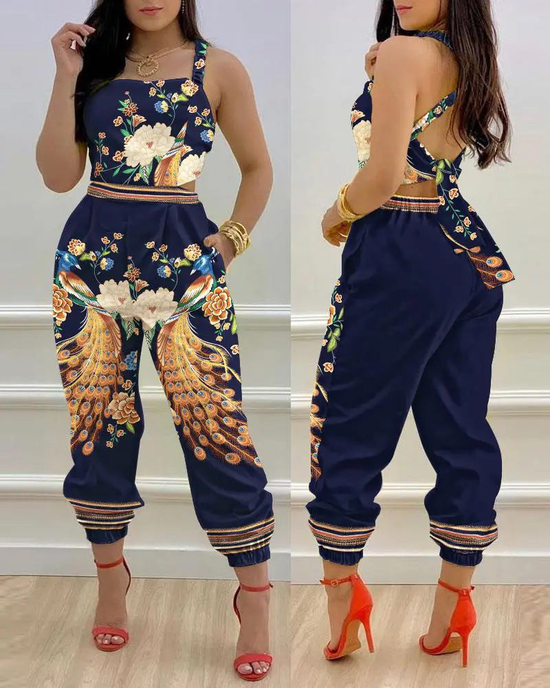 High Waist Lace-Up Leggings Jumpsuit