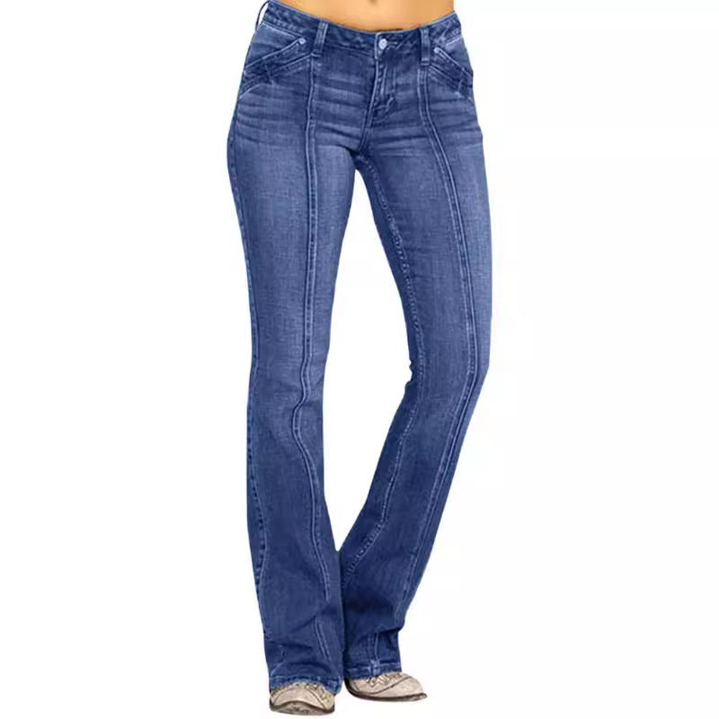 Women's Low Waist Flared Denim Jeans