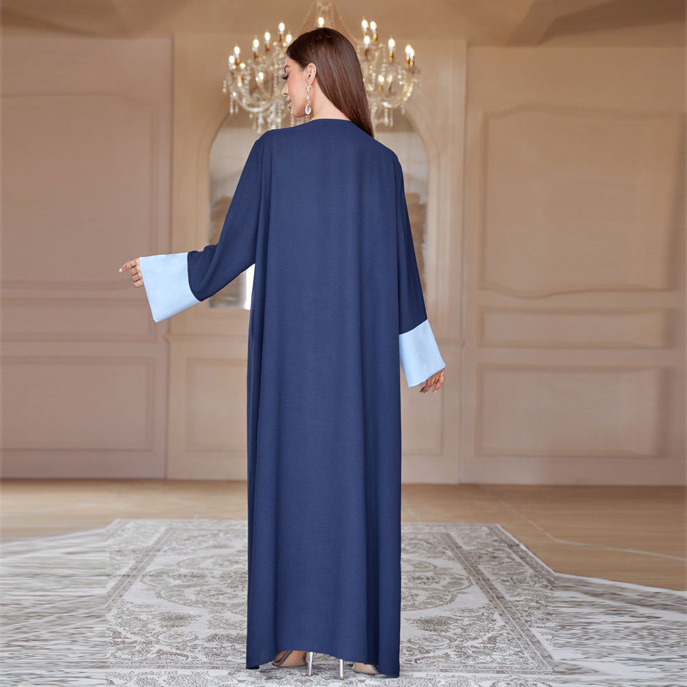 Patchwork Sleeve Cardigan Robe with Headscarf