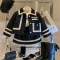 Girls Braided Plaid Two-Piece - Two-piece set jacket and skirt