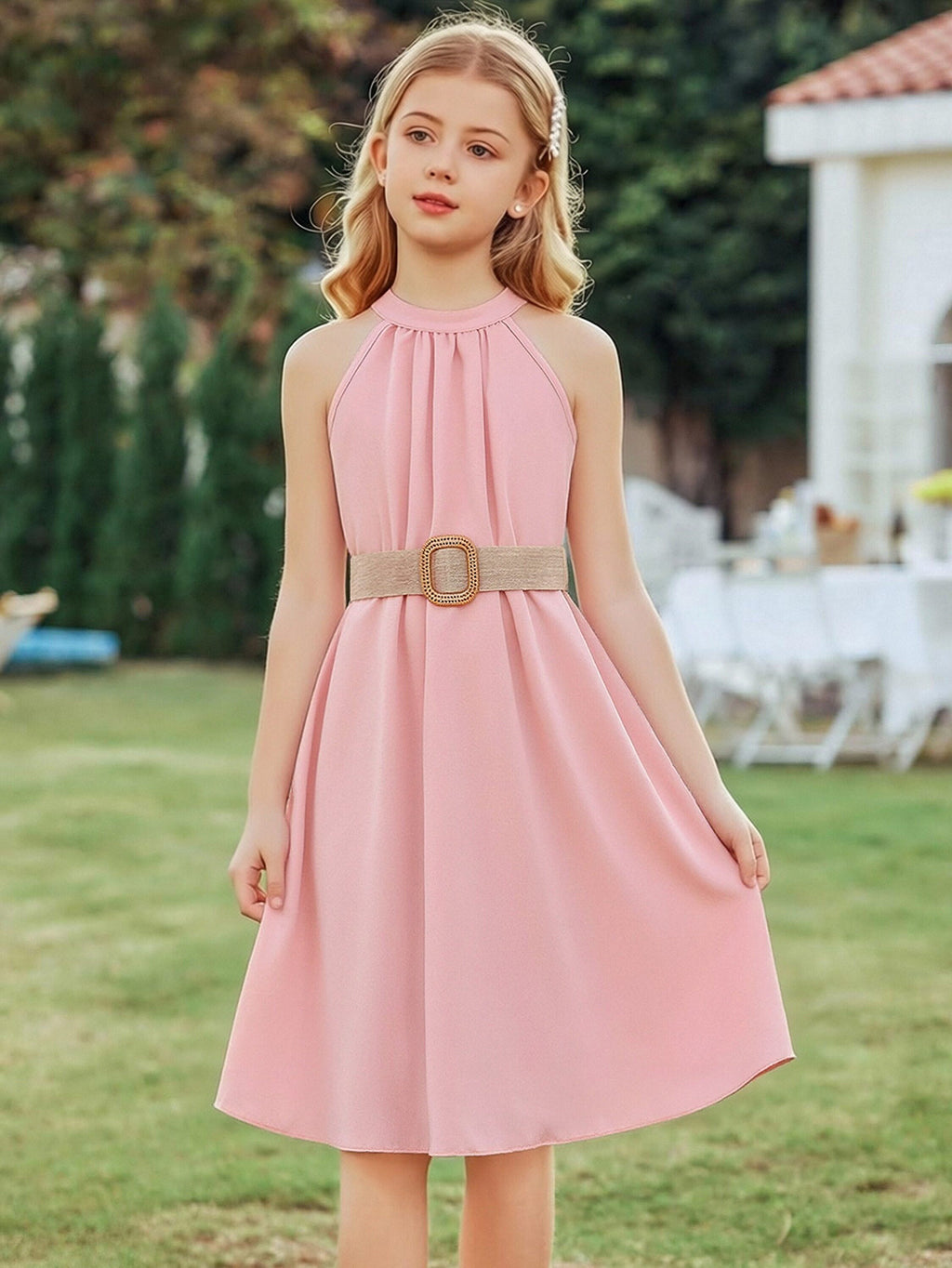Girls' Sleeveless A-Line Dress