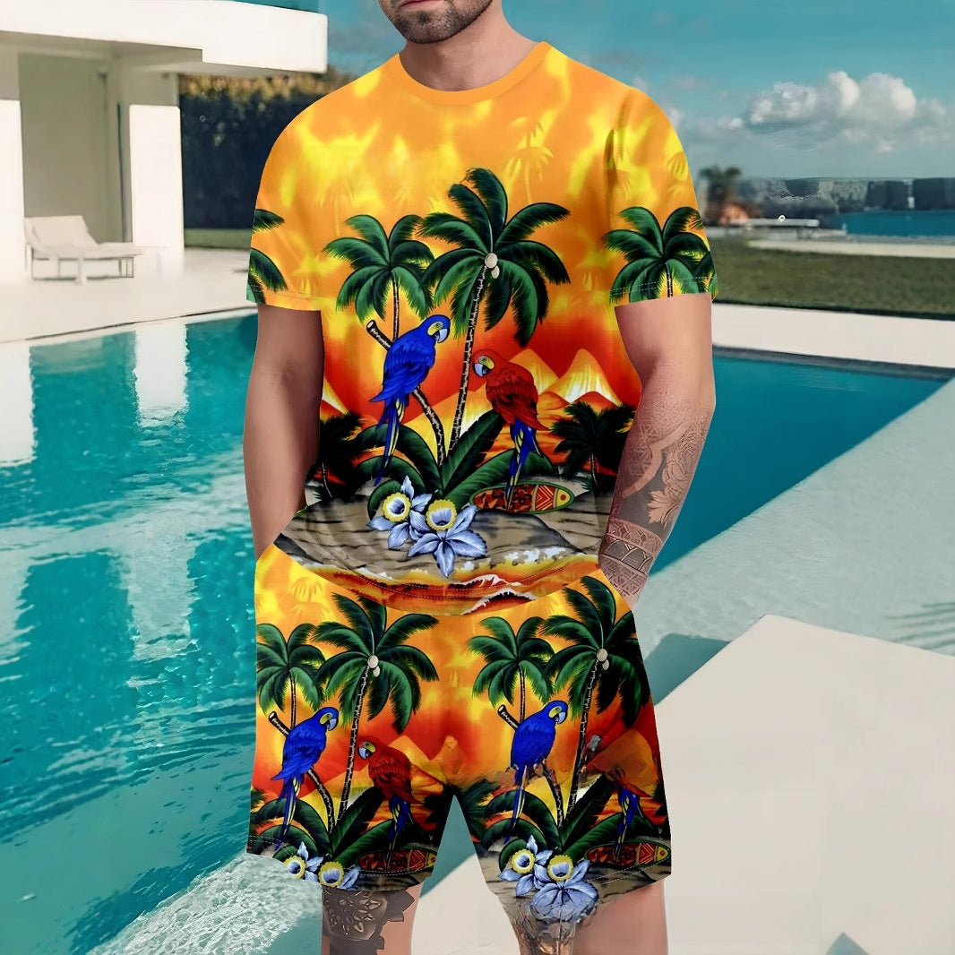 Printed shorts and short sleeves