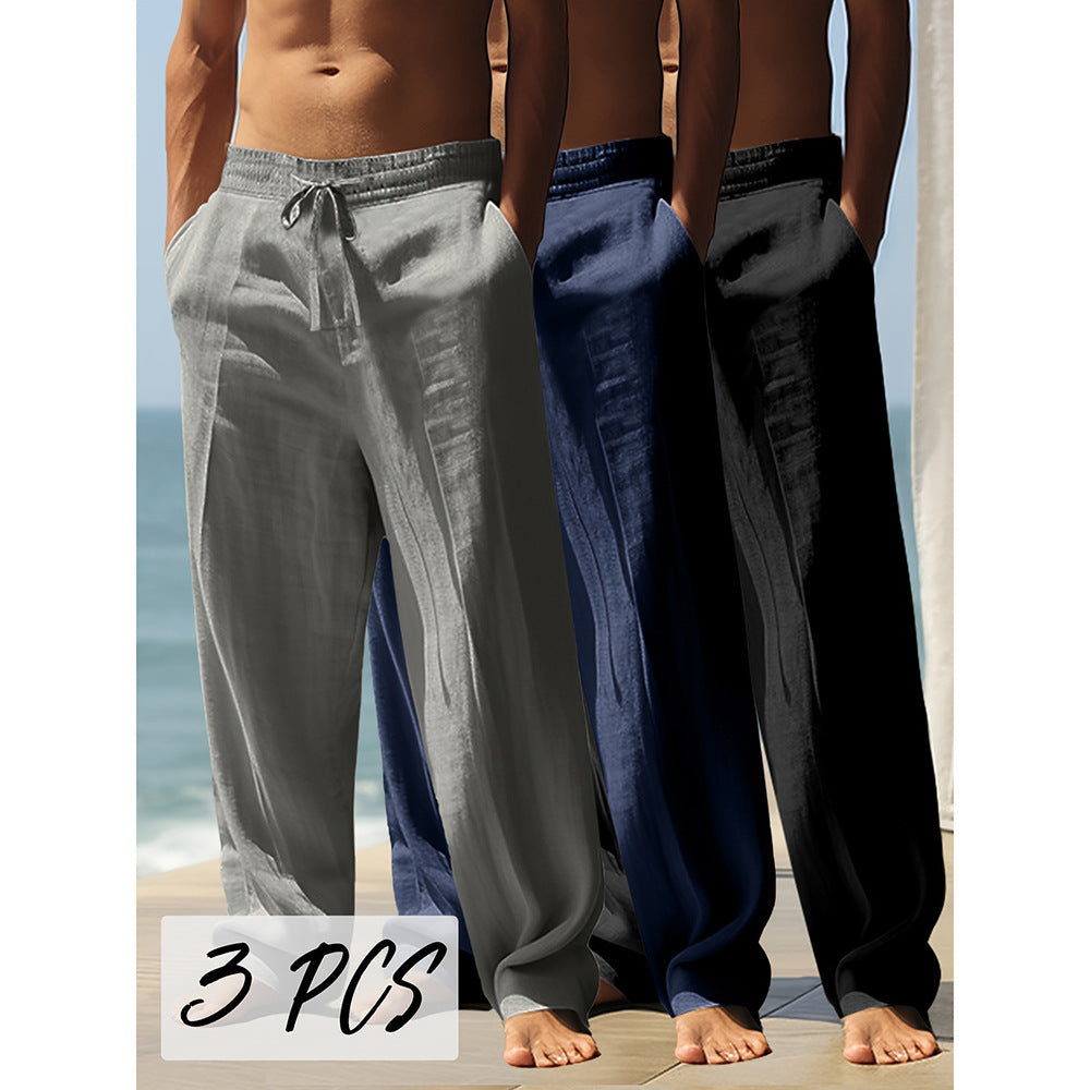 Men's Straight Leg Casual Pants with Drawstring Waist