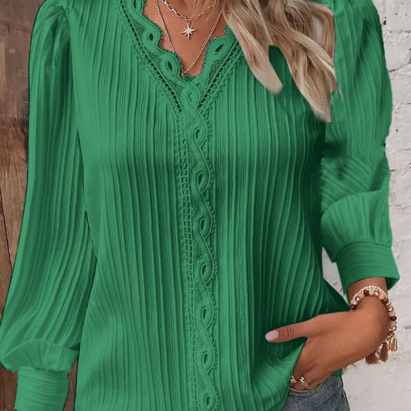 Long-sleeved lace blouse