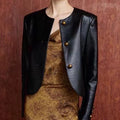 Sheepskin Crocodile Pattern Leather Jacket