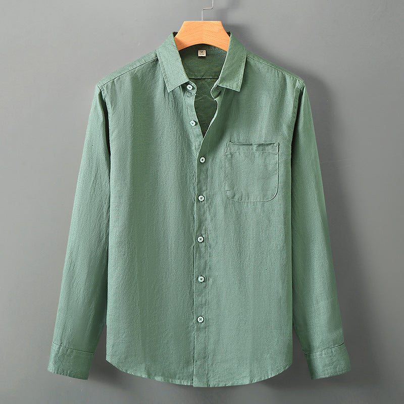 Spring linen shirt with long sleeves