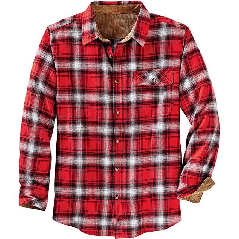 Men's Loose Fit Plaid Long Sleeve Shirt