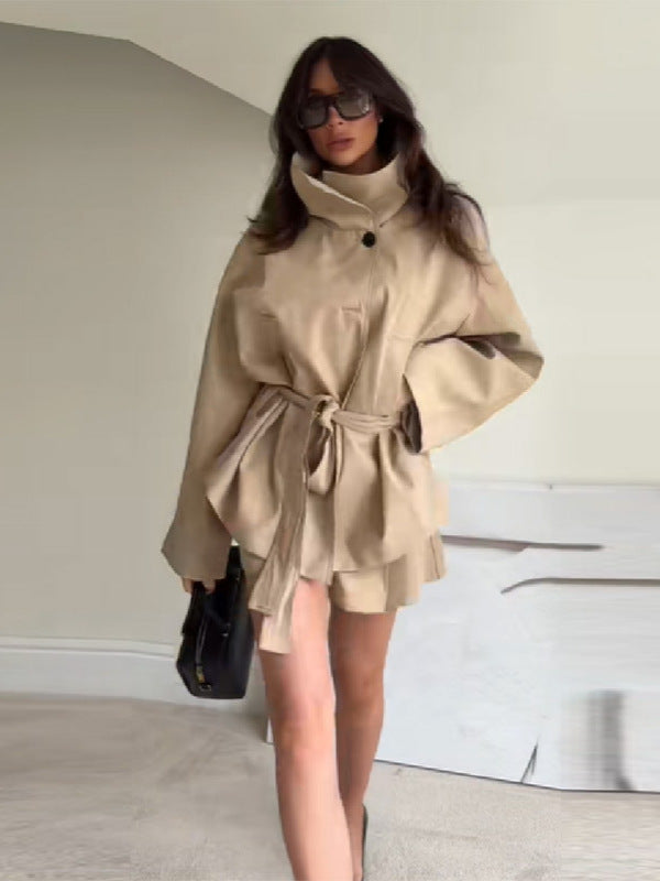 Sophisticated style belted cuff trench jacket