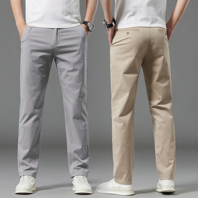Men's Straight-Leg Cotton Casual Trousers for Summer
