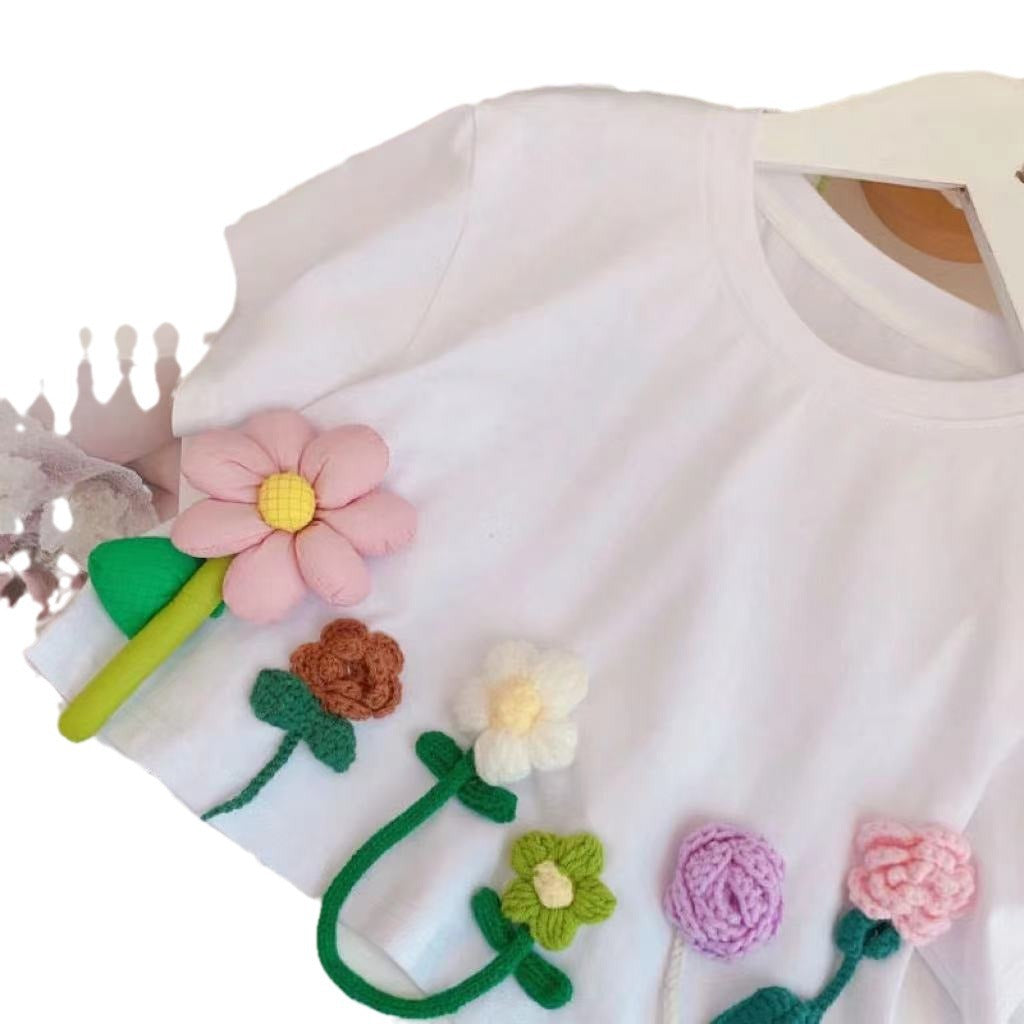 Girls' Floral Short Sleeve and Shorts Two-Piece Set