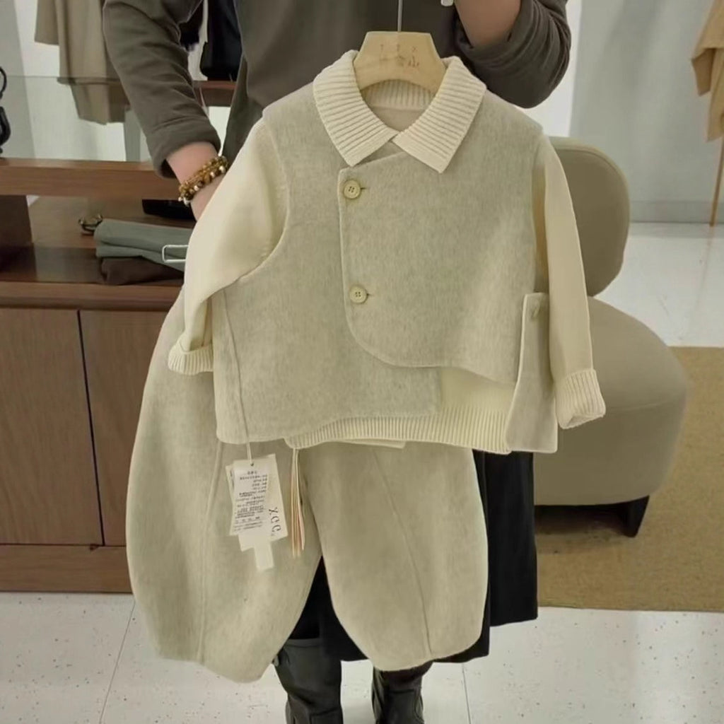 Kids' Wool Blend Vest and Pants Set