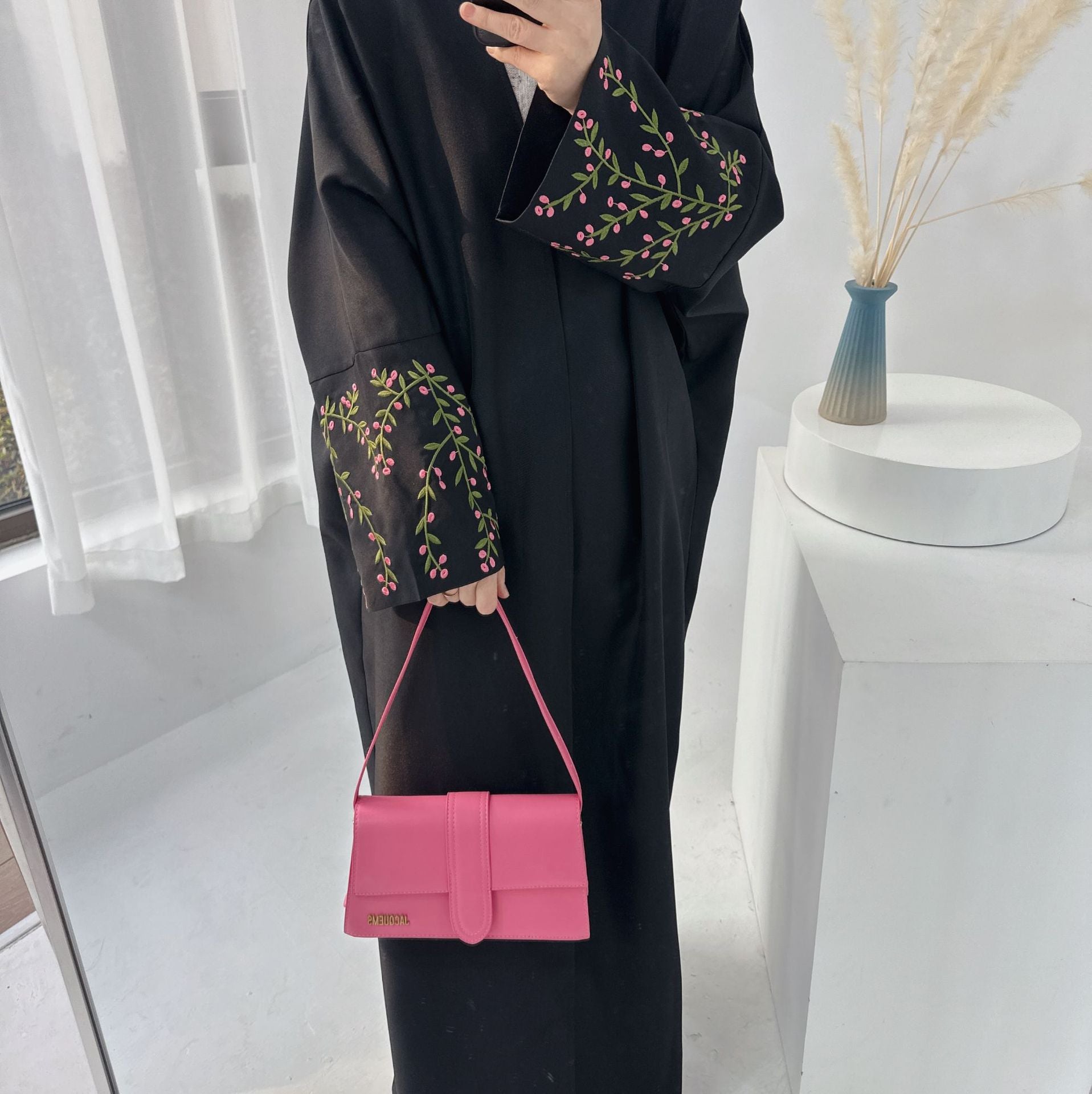 Embroidered cardigan robe