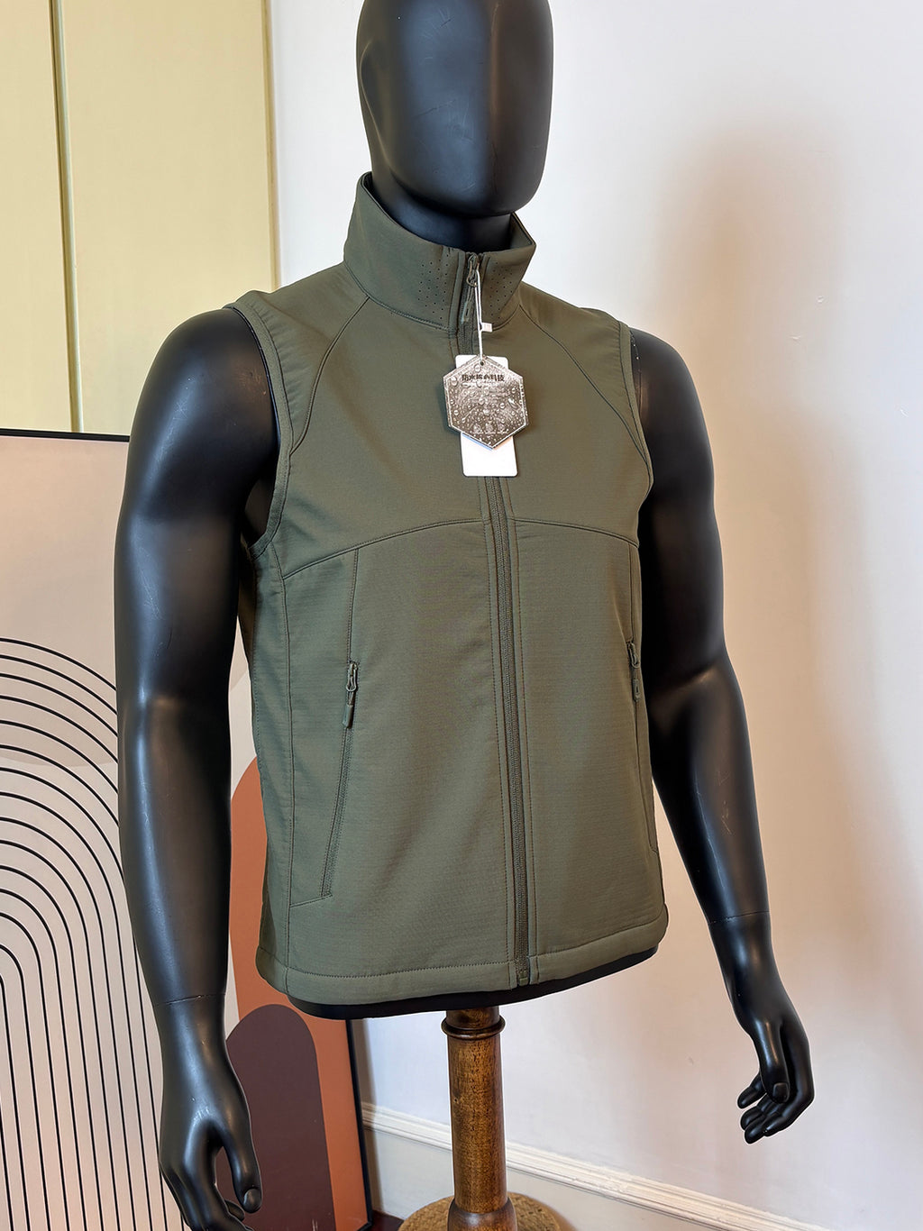 Fleece-lined high collar vest