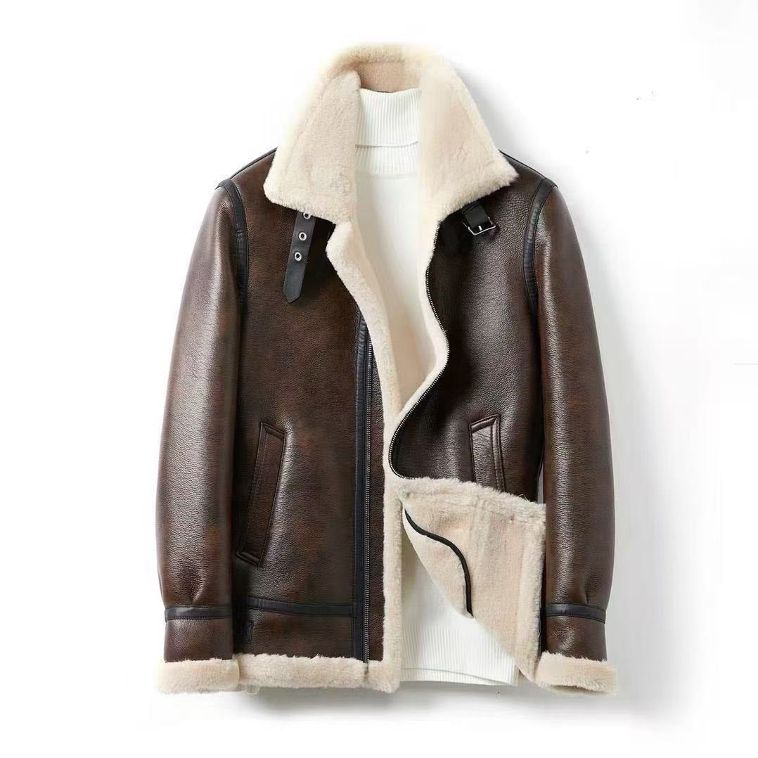 Men's Faux Leather Winter Jacket