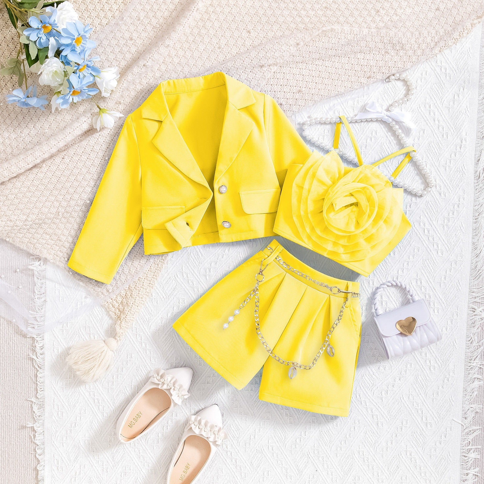 Girls' Floral Mesh Two-Piece Set