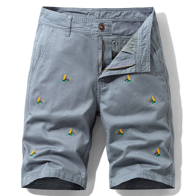 Men's Cotton Embroidered Casual Shorts