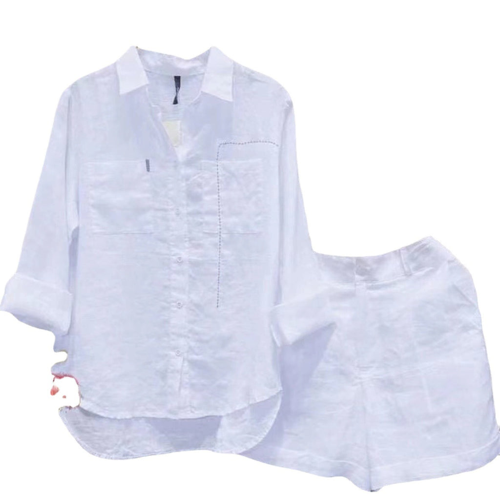 Plus Size Cotton Linen Casual Shirt and Pants Set
