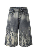American Retro Washed Tie-Dye Denim Shorts for Men