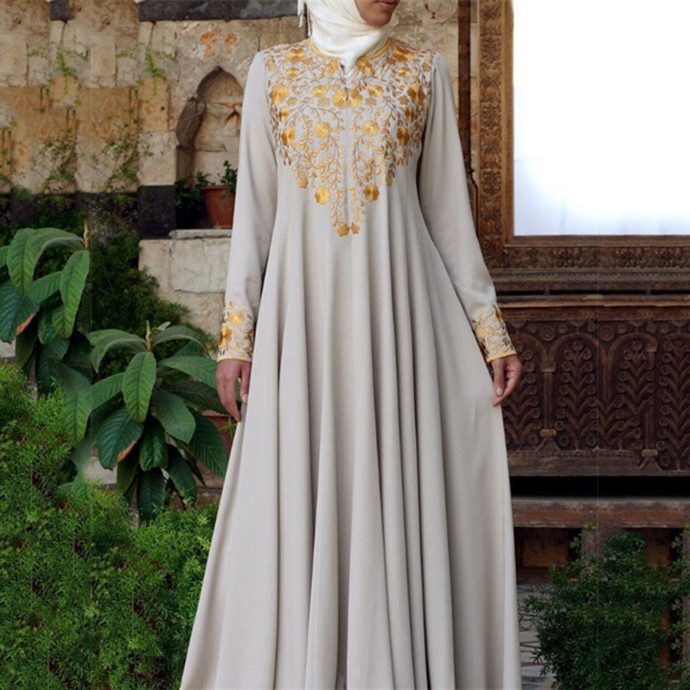 Printed fashionable long robe dress