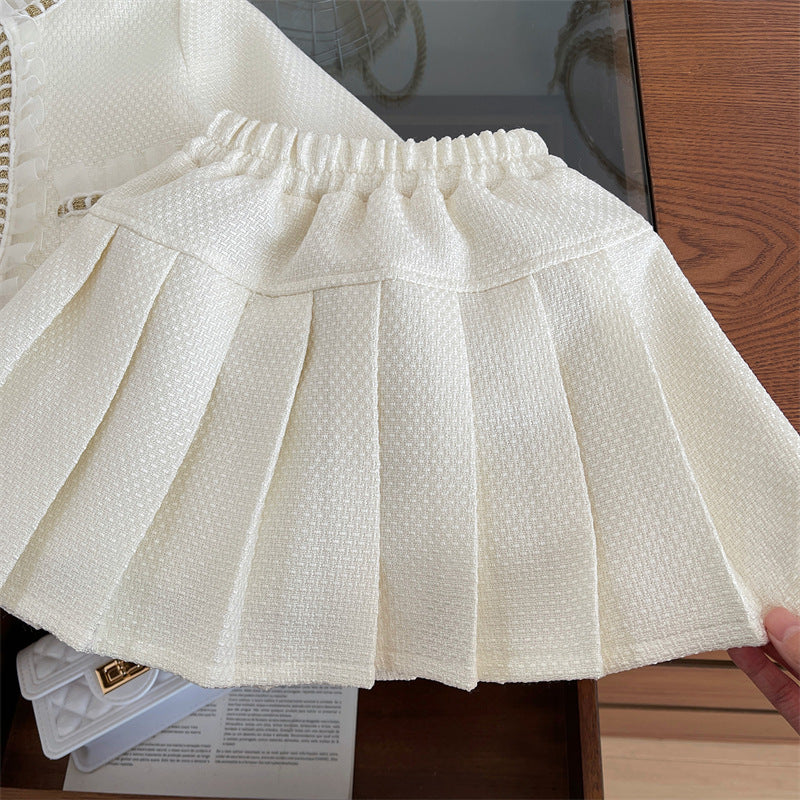 Baby's stylish and fashionable pleated skirt - Two-piece set skirt suit