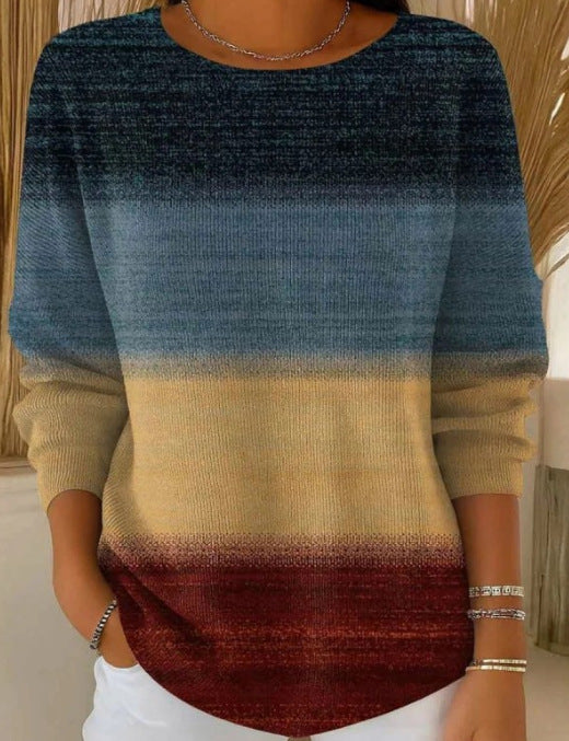 Women's Loose Fit Printed Long Sleeve T-Shirt