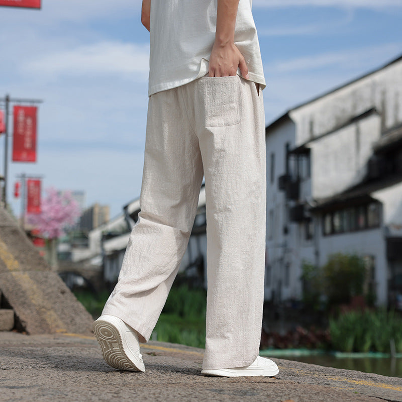 Men's Linen Casual Straight Trousers