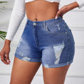 Women's High-Waisted Ripped Denim Shorts