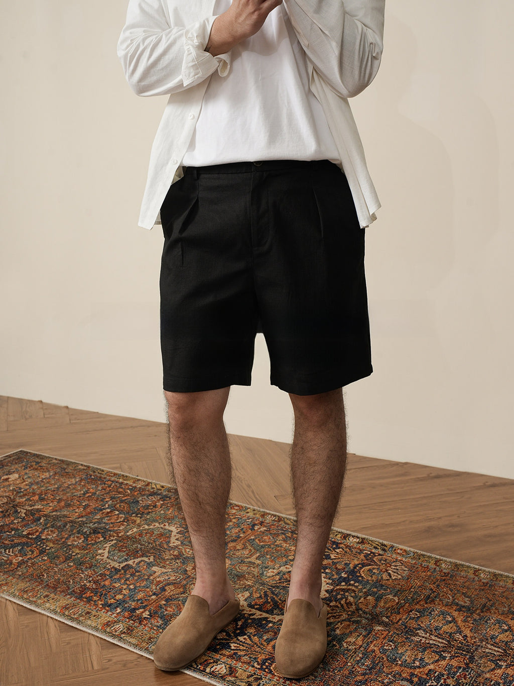 Men's Straight-Leg Linen Blend Shorts