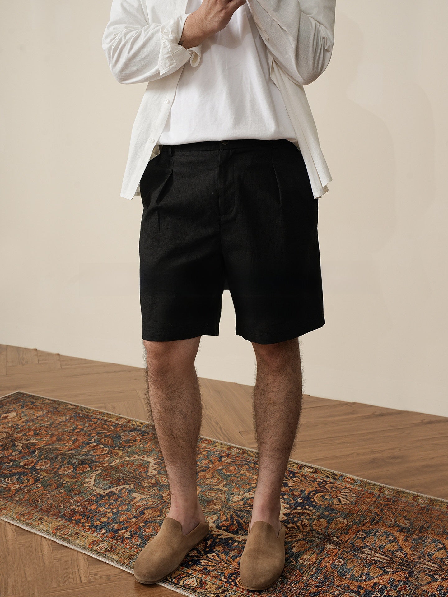 Men's Straight-Leg Linen Blend Shorts