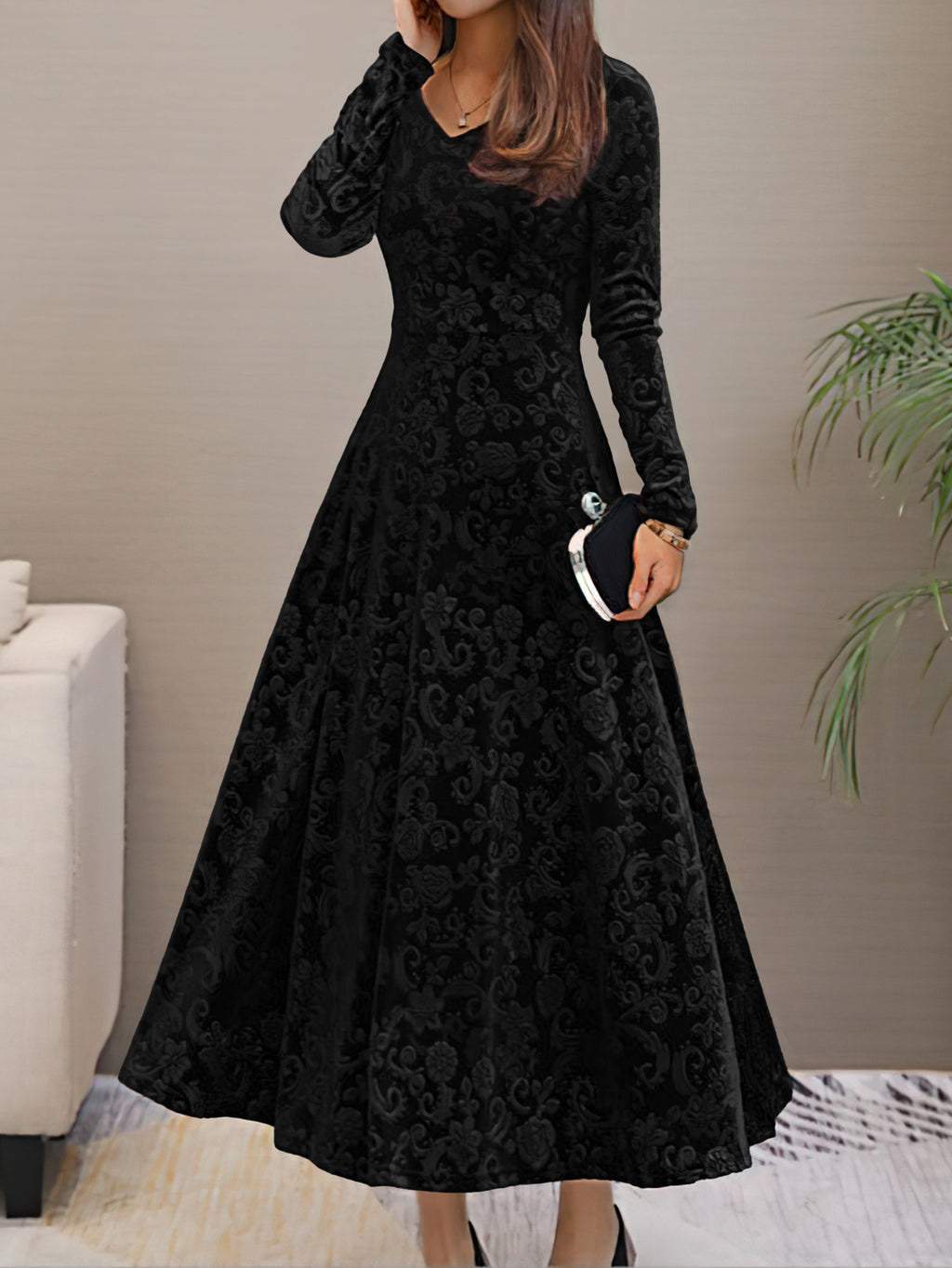 Velvet Midi Dress for Women