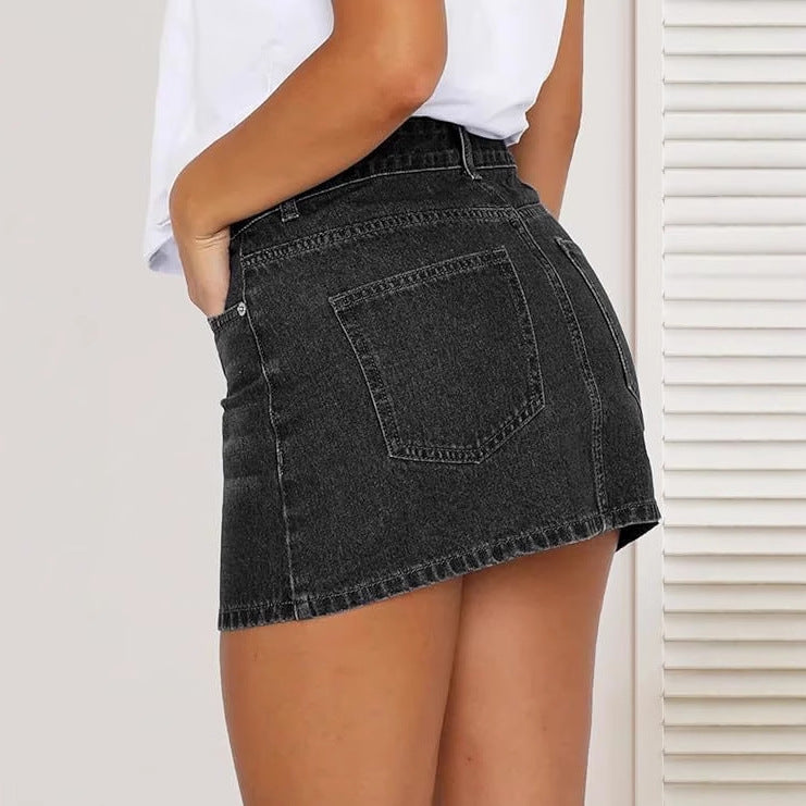 Women's Stretch Washed Denim Skirt