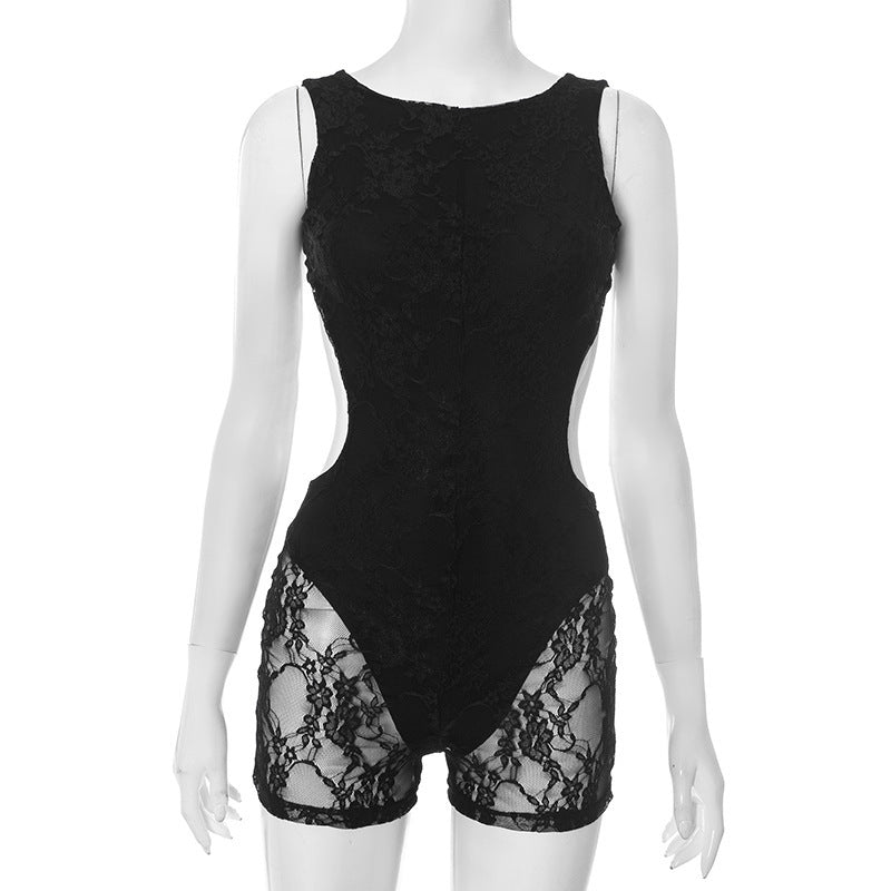Women's Lace Sleeveless Backless Jumpsuit