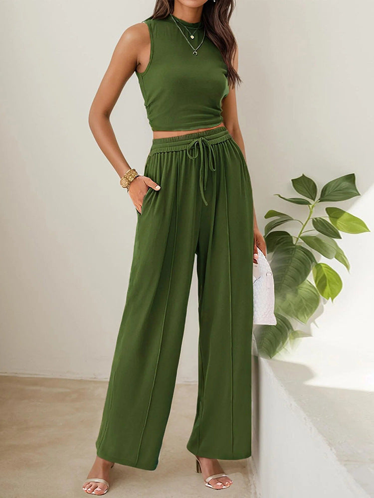 Women's Sleeveless Top and Wide Leg Pants Set