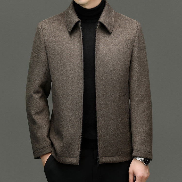 Mens Wool Blend Lapel Jacket